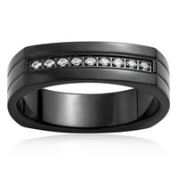 Крајбрежен накит црн позлатен не'рѓосувачки челик кубен цирконија квадратен прстен