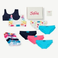 Подарок за девојчиња за правда Бо - вклучително и спортски градник, долна облека за бикини и без чорап за шоу, големини XS -XL