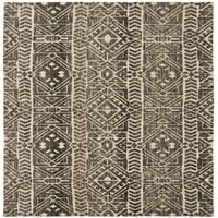 Олиена модерен племенски килим од средниот век, кафеав јаглен сив, килим со акцент од 2ft 3ft