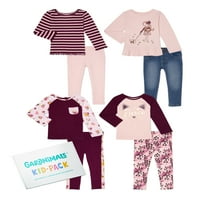 Garanimals Baby Girls & Toddler Girls Mi & Match Outfits Kid Dight Box, сет од 8 парчиња