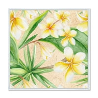 DesignArt 'Yellowолти цвеќиња и тропско зеленило xi' Традиционална врамена платна wallидна уметност печатење