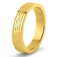 Крајбрежен накит златен позлатен не'рѓосувачки челик двојна завршница грчки клуч прстен