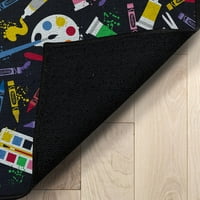 Колекцијата Crayola од добро ткаени уметнички материјали црно 5 '7' килим во областа