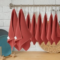 памучни вафли кујнски крпи за садови сет на црвено