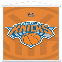 Њујорк Никс - Лого Ѕид Постер Со Дрвена Магнетна Рамка, 22.375 34
