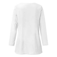 хаксмноу женски обични врвови три четвртини ракави тркалезен врат маица лабава блуза лабава туника врвот бела м