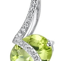 1. КТ овална форма Зелена перидот и приврзоци за дијаманти во 14к бело злато, 18 “