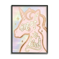 Една од еден вид фраза розово виножито еднорог врамени уметнички отпечатоци