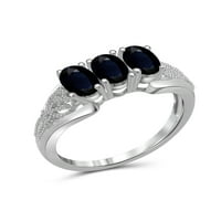 Jewelersclub Sapphire Ring Rigntone Jewelry - 2. Carat Sapphire 0. Стерлинг сребрен прстен накит со бел дијамантски акцент - Gemstone Rings со хипоалергичен 0. Стерлинг сребрена лента