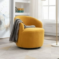 Аукфа акцент стол, ткаенина за вртење на ткаенина фотелја за спална соба за дневна соба, жолта