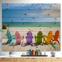 Дизајнрт „Адирондак плажа столици“, Фото -печатење Фото -печатење на природно бор дрво