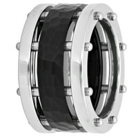 Машки не'рѓосувачки челик и црна IP зачукана завршна лента - Менс прстен