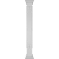 Ekena Millwork 10 W 10'H Craftsman Classic Square Non-Tapered Hastings Fretwork Column W Crown Capital & Crown Base