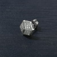 Империјал Стерлинг сребрен КТ дијамантски кластер обетка обетки за мажи