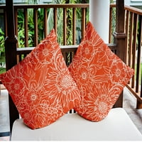 18 x18 Едноставно Daisy Zentangle Poly Indoor Outdoor Pillow, портокалова Qty 1