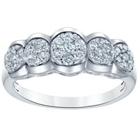 Carat T.W Lab Lab Lab Rusht Diamond Cluster Wanding Ring во сребро