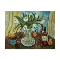 Трговска марка ликовна уметност „Црвено овошје и лалиња“ платно уметност од Лорен Плат