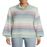 Внатрешен круг на женски долг ракав за зачуден плетен пулвер џемпер