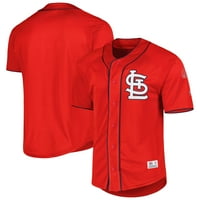 Машка црвена Сент Луис кардиналс со копче за бејзбол дрес