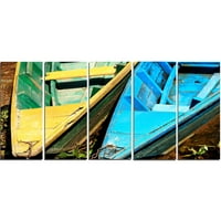 Дизајн Уметност Дрвени Чамци На Езерото Пева Фотографски Печатење Мулти-Парче Слика На Платно