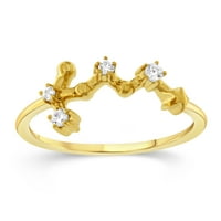 Наталија Дрејк CTTW Дијамант Девица хороскоп прстен за жени во жолто позлатена сребрена големина