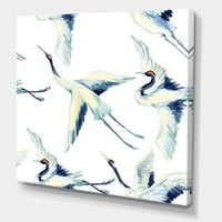 Импресија на азиски кран птица, сликам платно уметнички принт