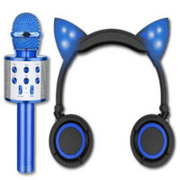 LEDEEZ 2-во-џем Бо- Караоке безжичен микрофон и LED слушалки за деца, сина