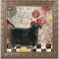 Трговска марка ликовна уметност baa baa црни овци платно уметност по пекарница во боја, златна украсна рамка