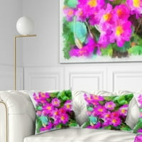 DesignArt розови мали цвеќиња со зелени лисја - перница за цвеќиња - 16x16