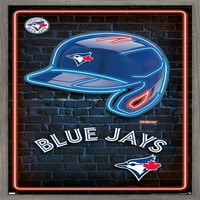 Торонто Блу ​​aysејс - Постер за неонски шлем, 14.725 22.375 Рамка