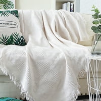 Памучна постелнина канцелариски тросед плетено ќебе со таписерија за ресни