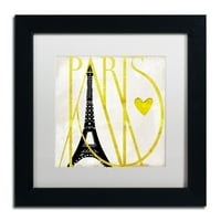 Трговска марка ликовна уметност Јас го сакам Париз Канвас уметност по пекара во боја, бела мат, црна рамка