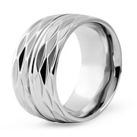 Крајбрежен накит полиран завршен текстуриран титаниумски опсег прстен