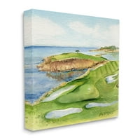 Tuphel Industries Pebble Beach Cliffside голф мек акварел платно wallидна уметност, 20, дизајн од Мелиса Хајат ДОО
