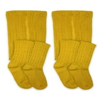 Cефери чорапи девојки кабел плетени хулахопки 2-пакувања, големини S-l