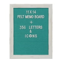 Декоративна табла за меморија со носена бела дрвена рамка и букви, броеви и емоции, тиркизна