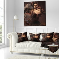 DesignArt Секси гола жена во палење хартија - Портрет фрлање перница - 18x18