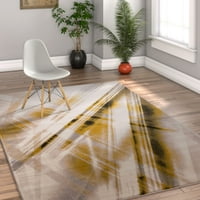 Добро ткаени лондонски апстрактни килими со современа област, жолти