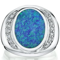 0. КТ овален создаден сина прстенка за Опал Разол во Стерлинг сребро