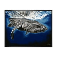 DesignArt 'Затвори портрет на кит на кит' Наутички и крајбрежен врамен платно wallид уметност печатење