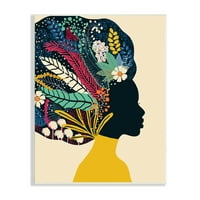 Stuple industries смела жена ботанички цути мотив жолт акцент дрвен wallиден уметност, 15, дизајн од дуи Хуинх