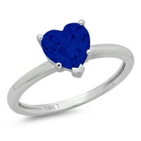 2.0 кт срце сече симулирани сини сафир 18к бело злато годишнината ангажман прстен големина 4.5