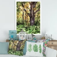 ДизајнАрт „Есенска шума со големо дрво“ езерска куќа врамена уметничка печатење