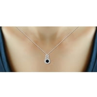 JewelersClub Carat T.G.W. Сафир и бел дијамантски акцент Стерлинг сребрен 3-парчен накит