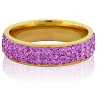 Крајбрежен накит Виолетова кристал камења злато позлатен прстен од не'рѓосувачки челик