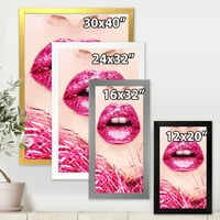 DesignArt 'Зголемување на златните женски усни II' модерен врамен уметнички принт