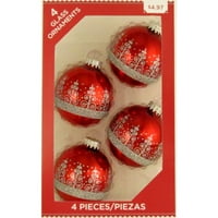 Божиќни црвени 2-5 8 топки со златни спирални дрвја, 4pk