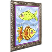 Трговска марка ликовна уметност тропска риба платно уметност од ennенифер Нилсон, златна украсна рамка