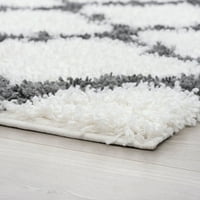 Преодна подрачје за килим дебела геометриска бела, сива дневна соба лесна за чистење